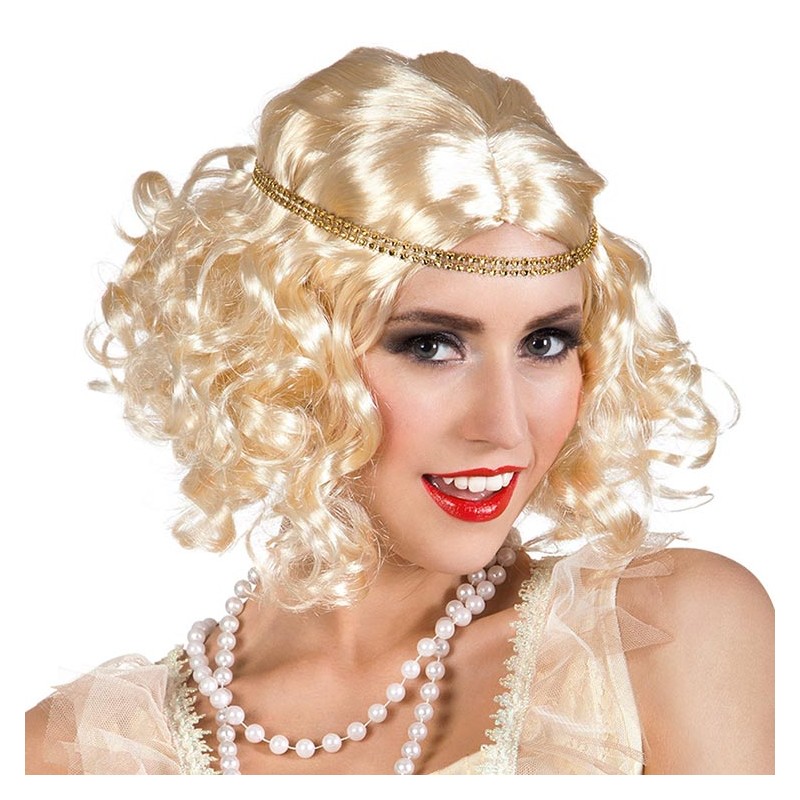 Perruque de Charleston blonde années 20 pour femme