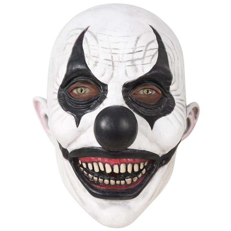 Masque de clown tueur réaliste noir et blanc pour Halloween