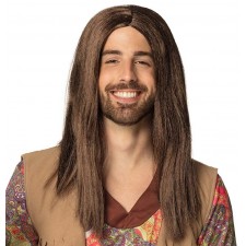 Perruque homme hippie marron