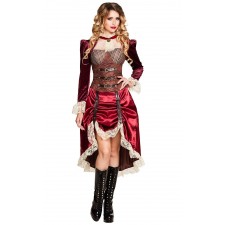 Déguisement femme robe steampunk rouge bordeaux