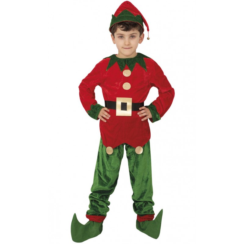 Costume De Lutin De Noël Pour Enfant 3-12 Ans - Haut, Pantalon Et Bonnet Avec Clochette - Rouge Et Vert, Polyester