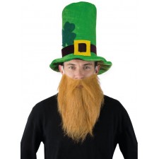 Chapeau Saint Patrick vert avec barbe rousse