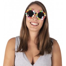 Lunettes peace and love hippie avec fleurs