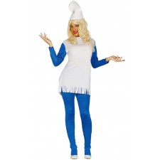 Costume de lutin bleu et blanc pour femme