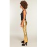Pantalon à pattes d'eph des années 70 or femme pour déguisement disco