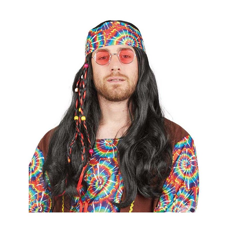 Perruque déguisement hippie homme