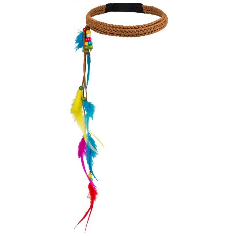 Bandeau à Plumes Bohème – Style Hippie Pour Festivals, Vélo Ou Fêtes (blanc, Taille Unique)