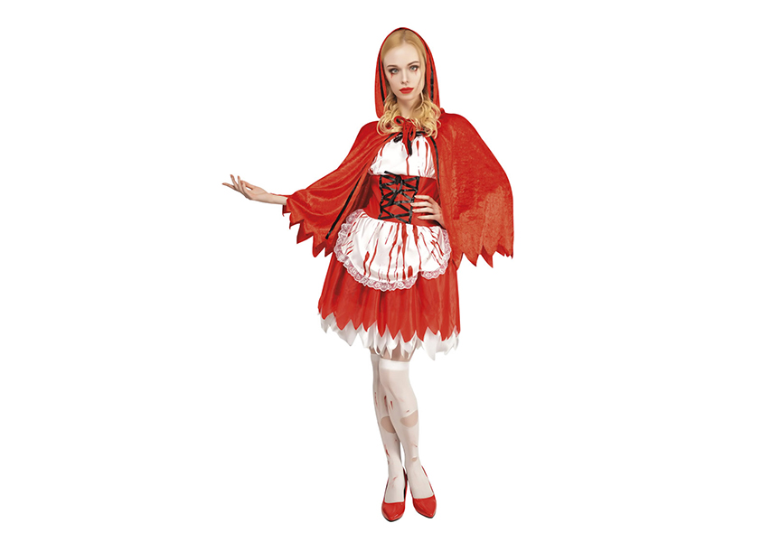 Déguisement d'Halloween le petit chaperon rouge ensanglanté