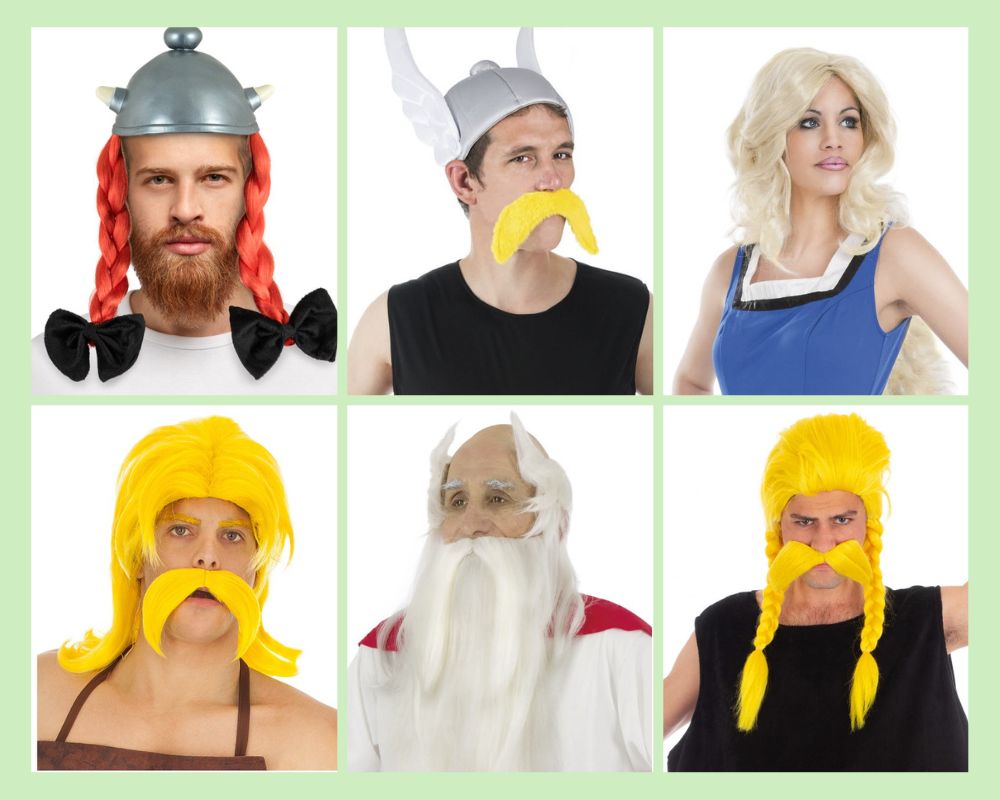 Perruques et moustaches personnages Astérix et Obélix